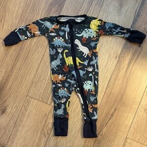 Little Sleepies Navy Dinosaur Print Footie with Multicolor Dinosaurs